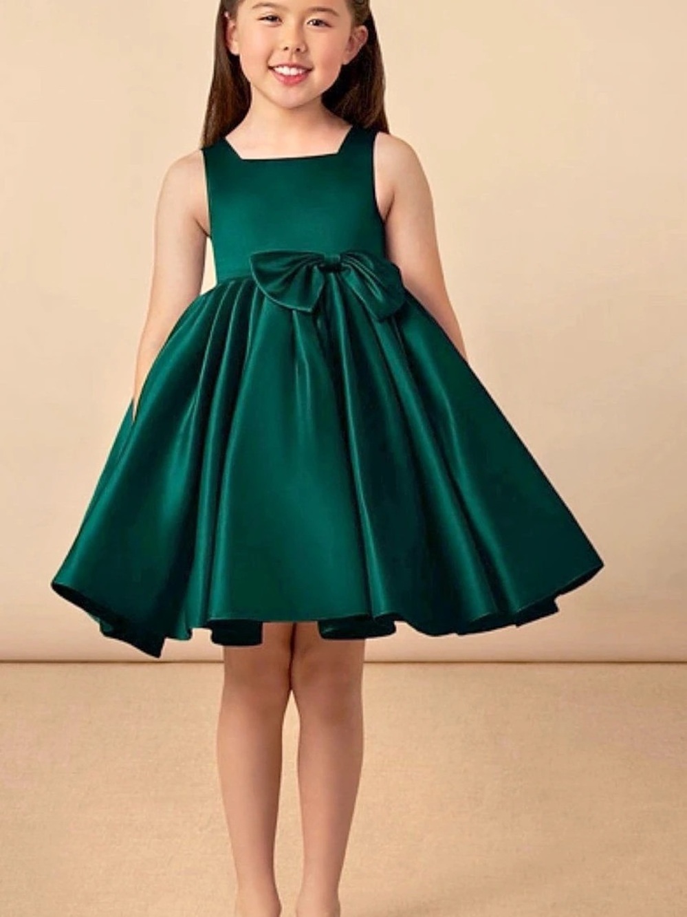 Azazie Bo Peep Flower Girl Dress Green